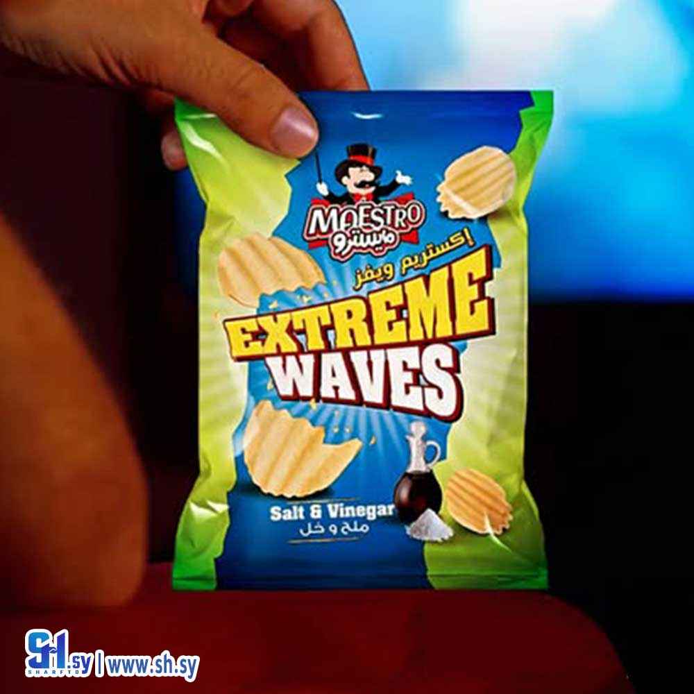 شيبس إكستريم ويفز بنكهة المحل والخل (مايسترو شيبس)