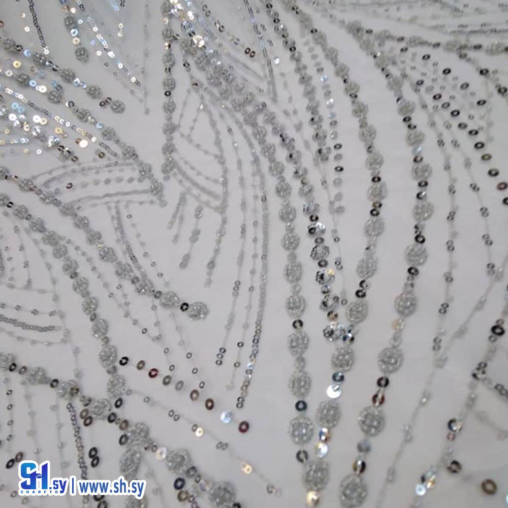 قماش تول مطرز نقش هندسي 2 (أقمشة روز)
