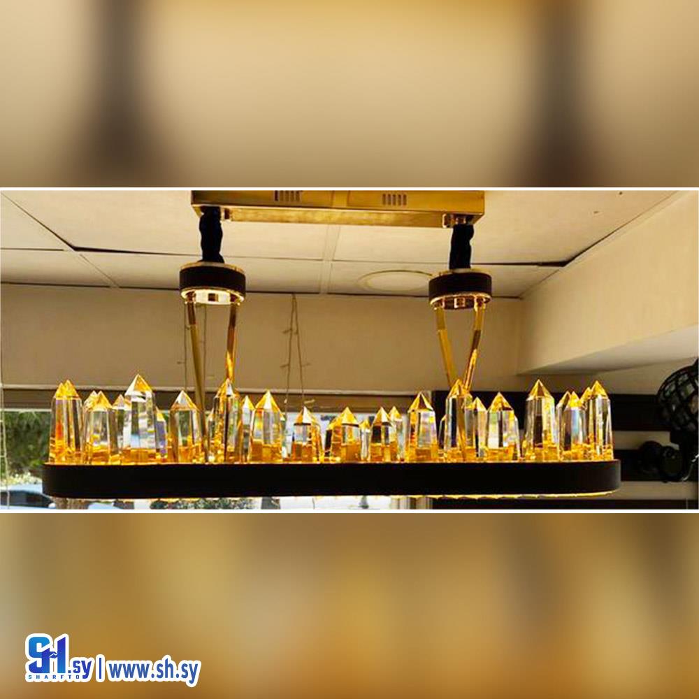 ثريا ملكية نحاس وكريستال انماط الاضاءة (ابيض_شمسي_ابيض+شمسي) (جهاد سمير قدور)