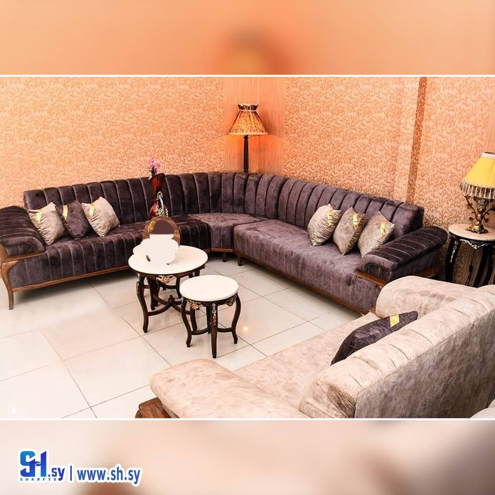 طقم غرفة ضيافة زاوية العكازة (مفروشات وردي)