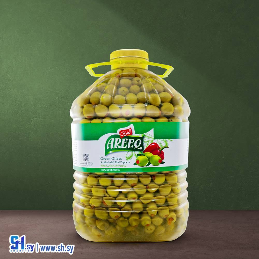 زيتون أخضر محشي فليفلة 5كغ غالون بلاستيك (العريق)