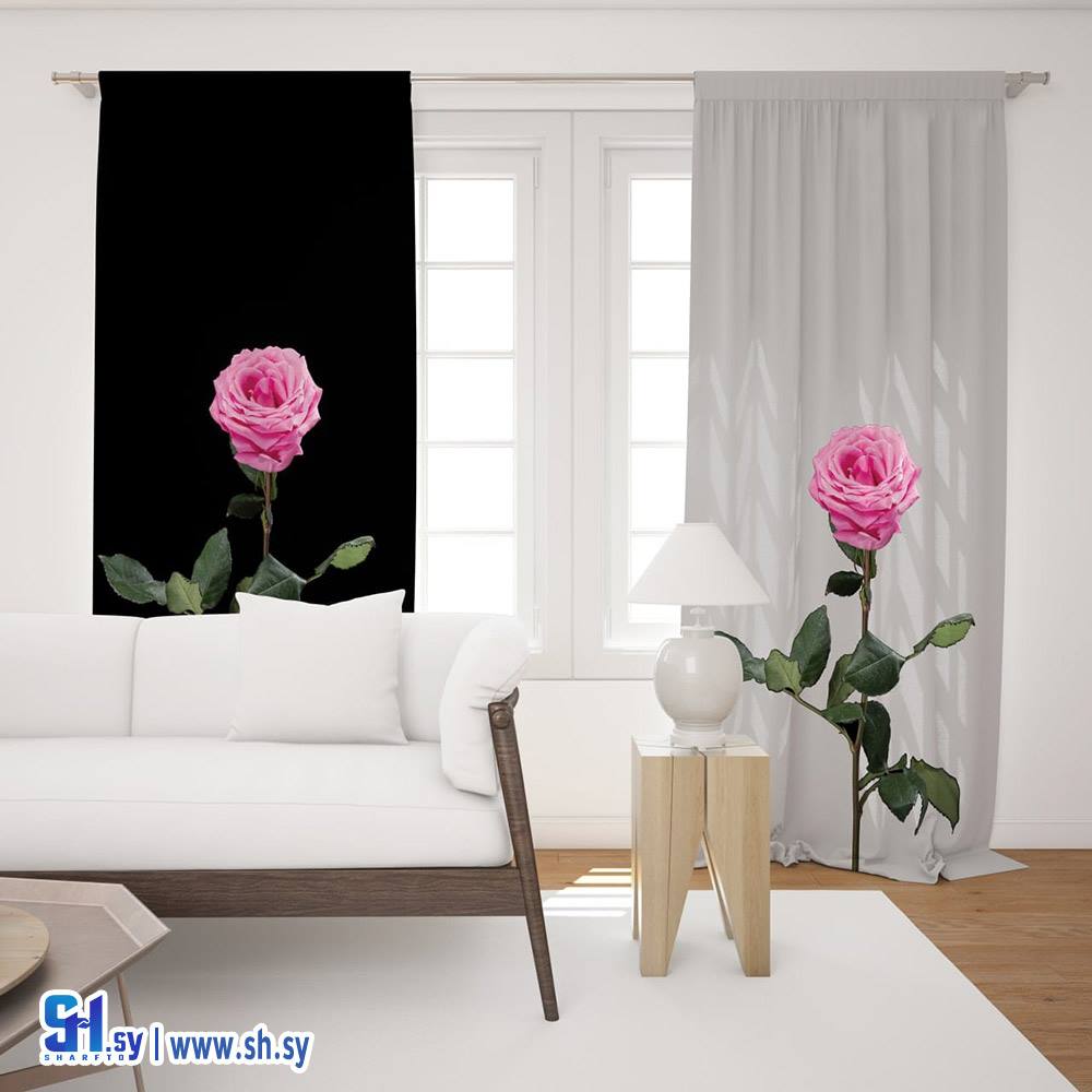 ستارة عصرية 3D طبعة وردة جورية (ستائر الصقر)