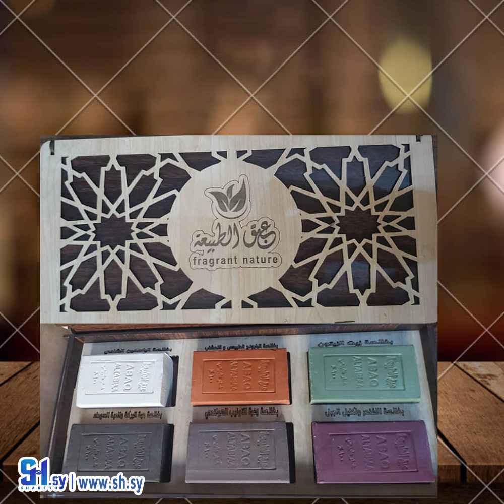 مجموعة الصابون الخشبية 6 قطع (عبق الطبيعة)
