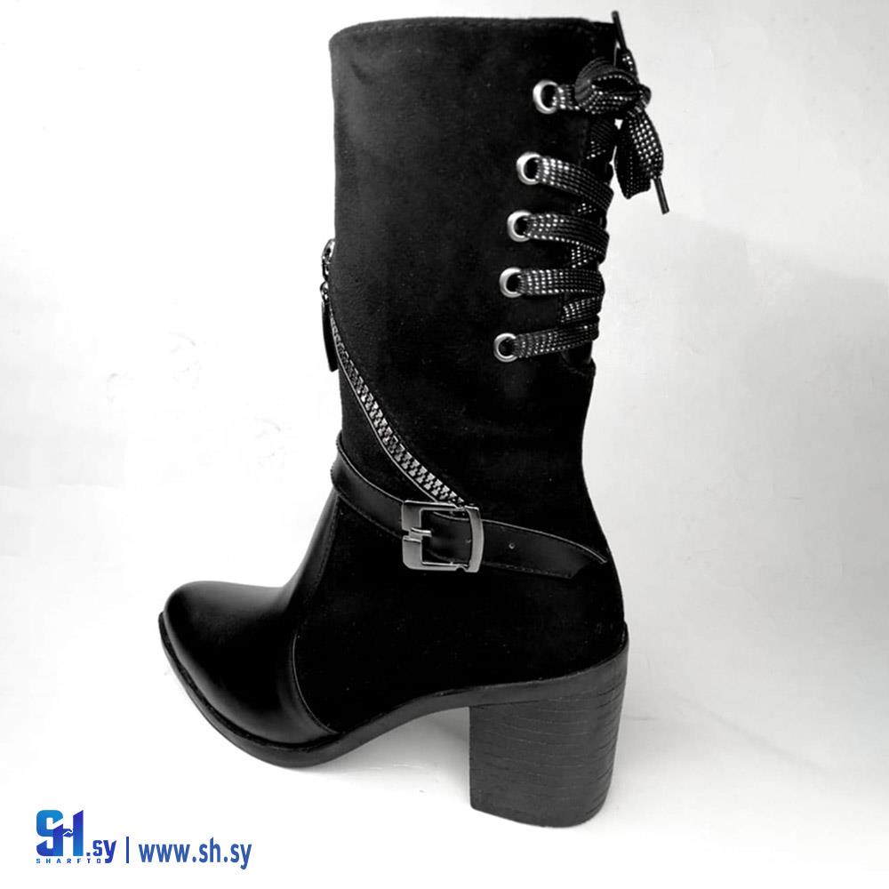 جزمة نسائية قصيرة شاموا و جلد  (سندريلا)