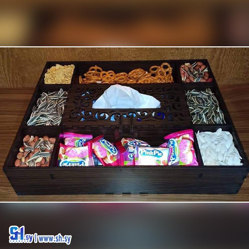 علبة مكسرات ومناديل (خشبيات العلاء)