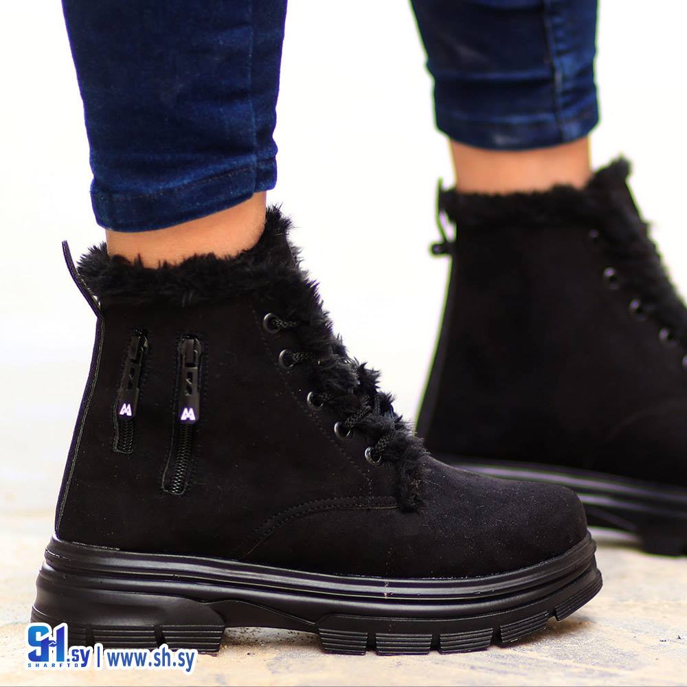 أحذية نسائية جلد غزال قلبو فرو (أحذية الهيبة)