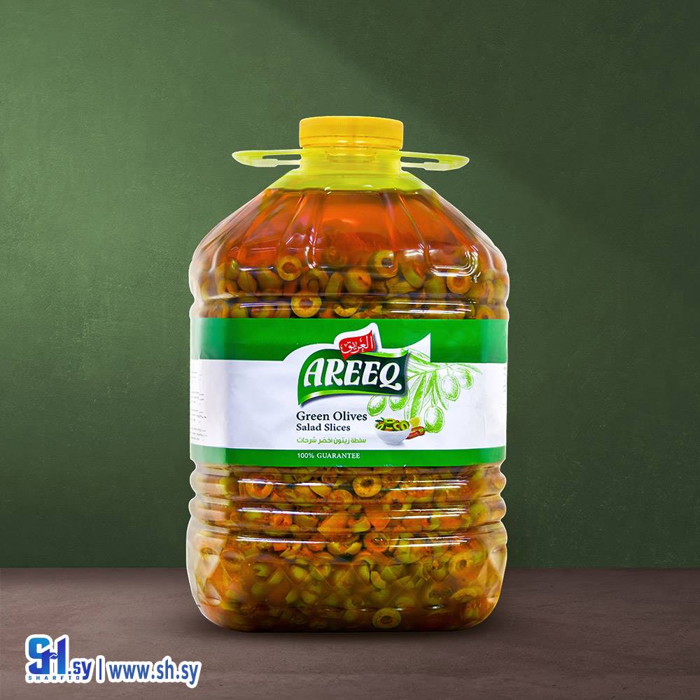 سلطة زيتون أخضر شرحات 5كغ غالون بلاستيك (العريق)