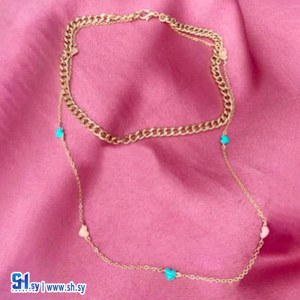 قلادة جنزير وقلوب (Nostalgie Accessories)