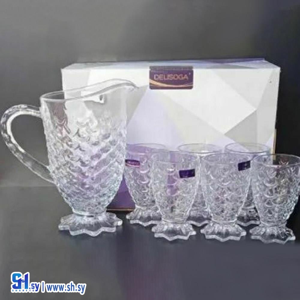 طقم كاسات مع أبريق (كريستال)