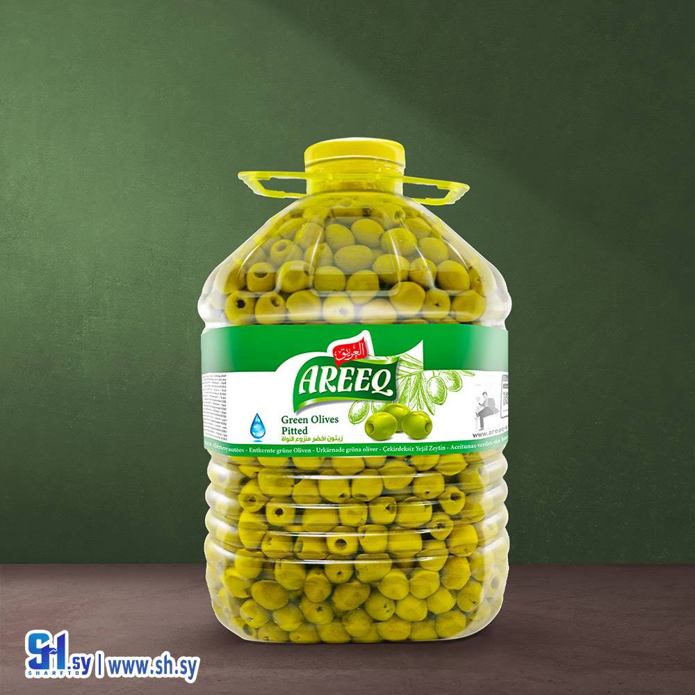 زيتون أخضر منزوع النواة  5كغ غالون بلاستيك (العريق)