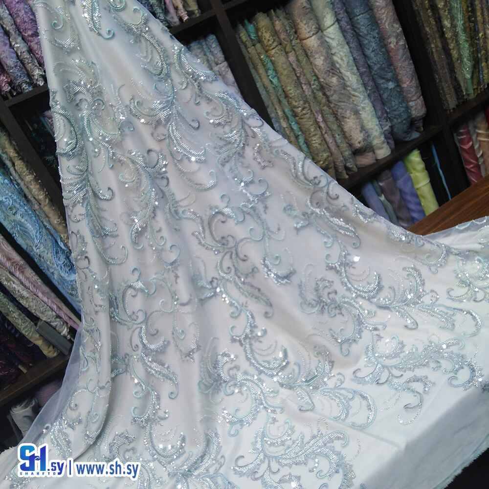 قماش تول مطرز نقش يوناني 2 (أقمشة روز)