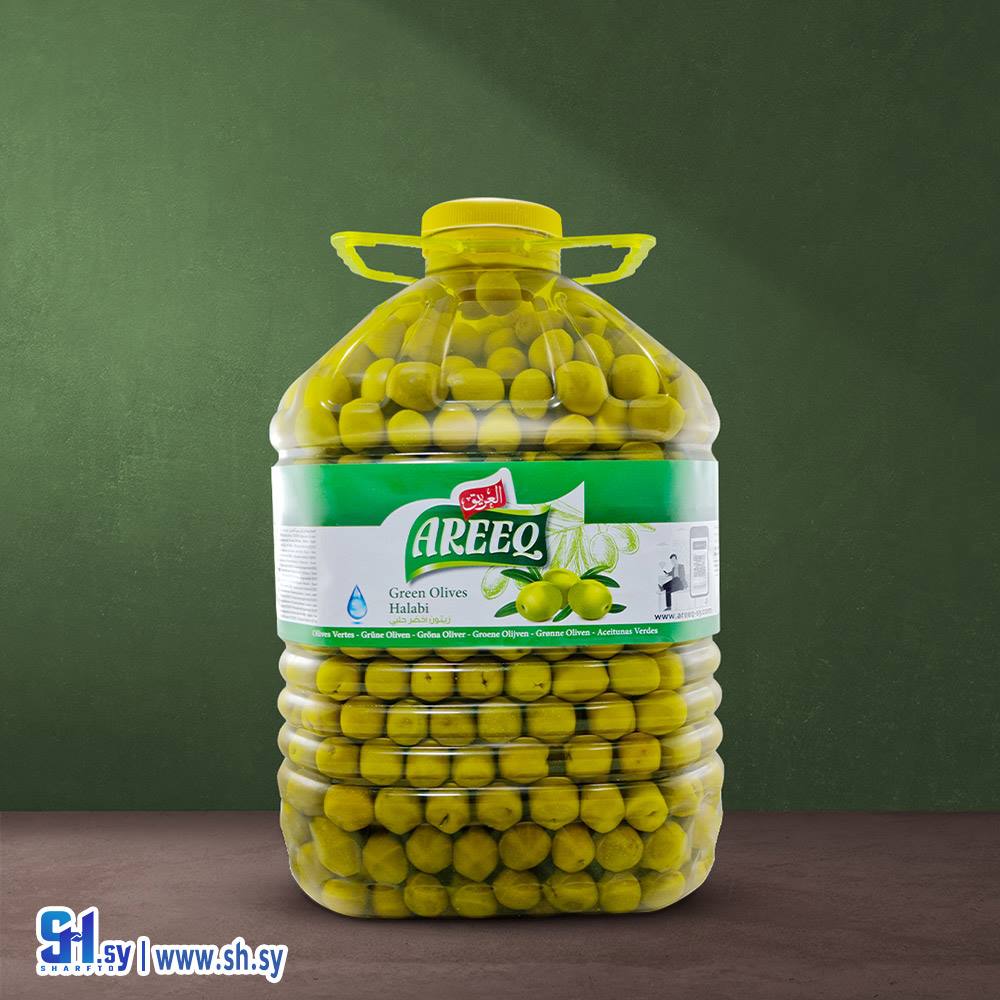 زيتون أخضر حلبي 5كغ غالون بلاستيك (العريق)
