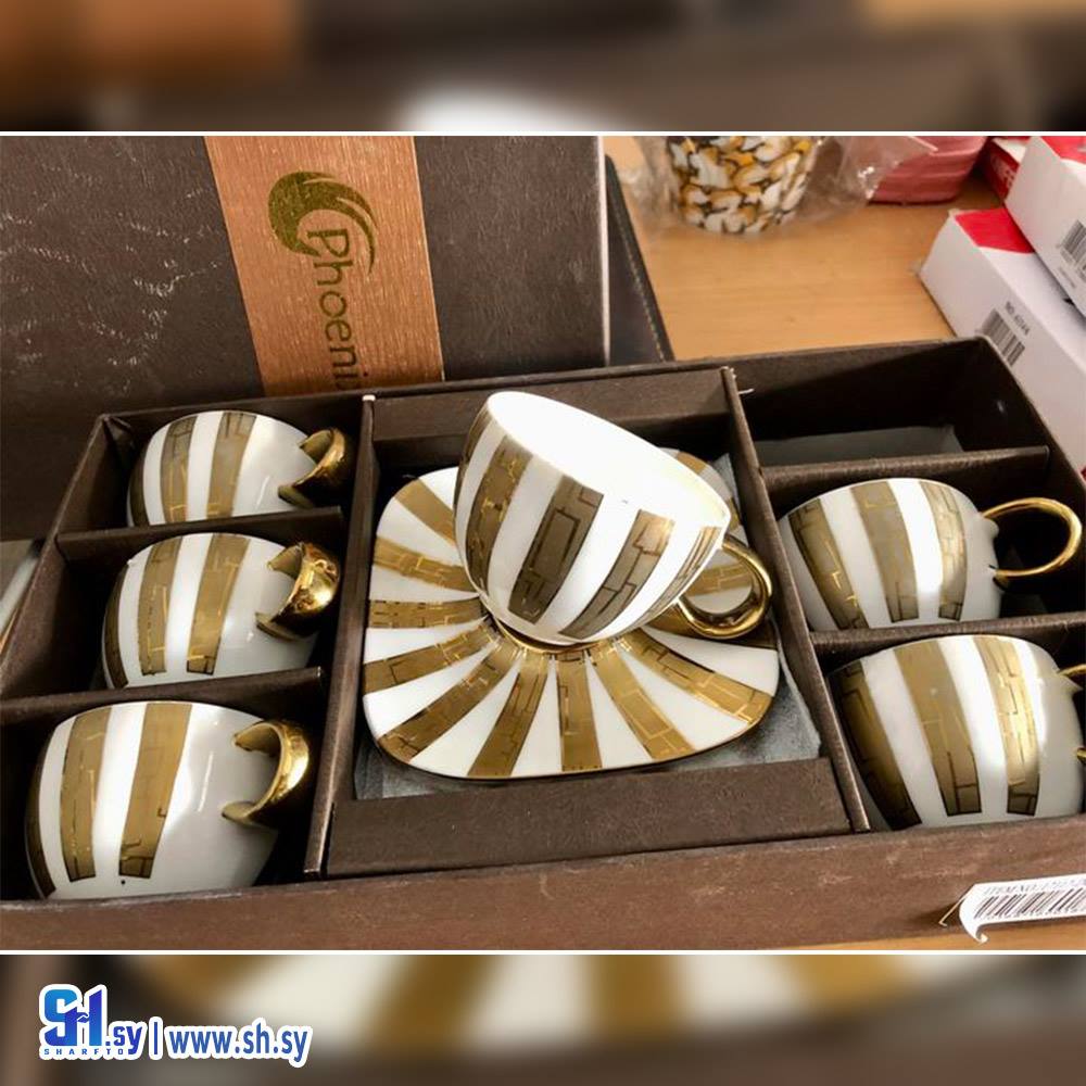 طقم فناجين قهوة  ذهبي (معرض بلال للأدوات المنزلية)