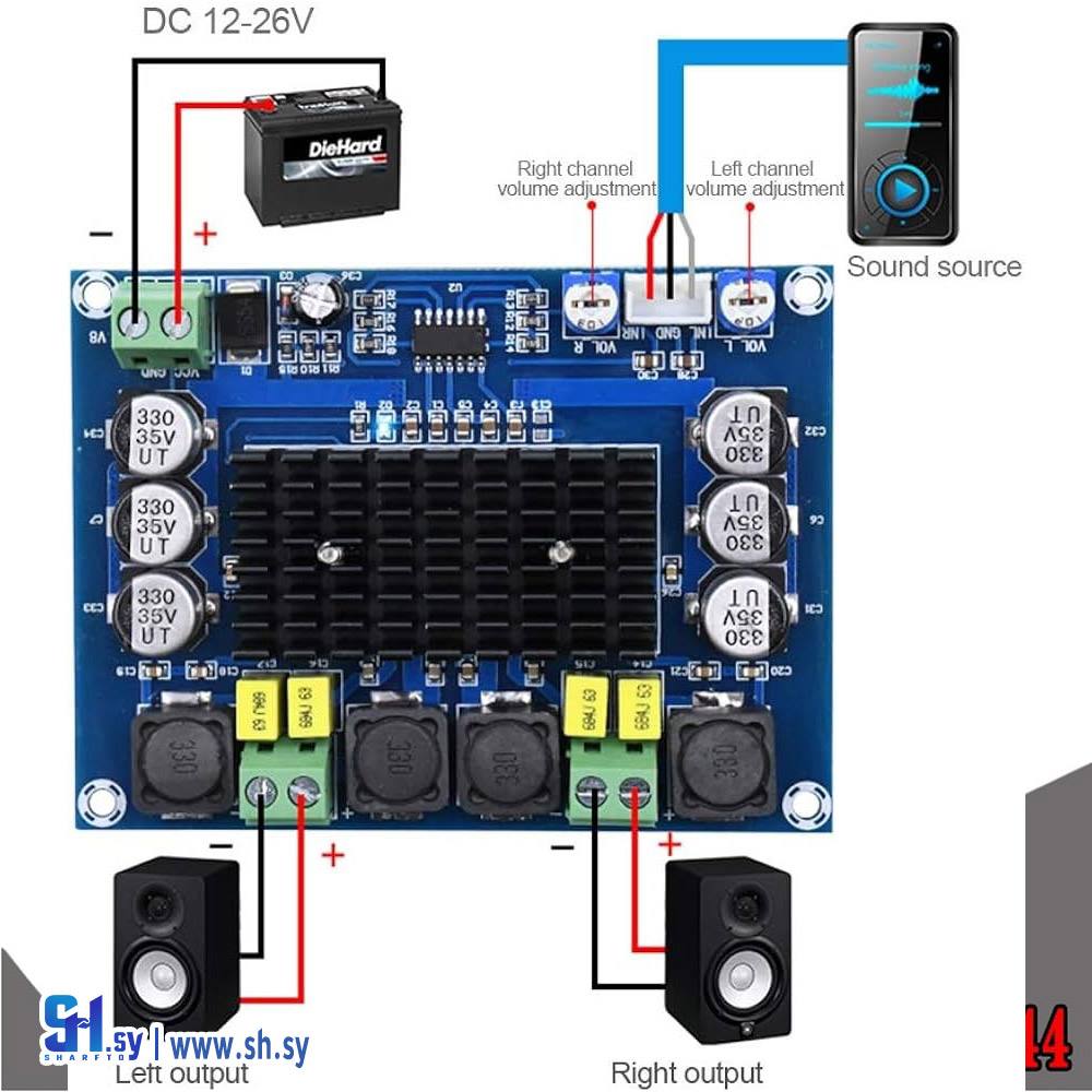 دارة  مضخم صوت استريو 2x120 وات XH-M543 (قطرنجي للالكترونيات)