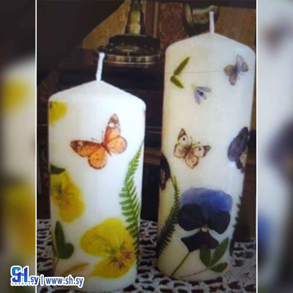 شمعة زينة موديل طباعة فراشة (رنيم عبود)