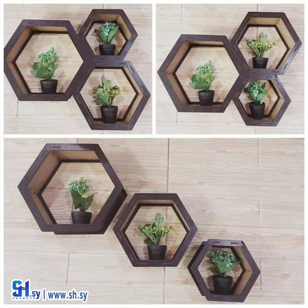 طقم رفوف خشب ام دي اف 1 (جود للديكورات)