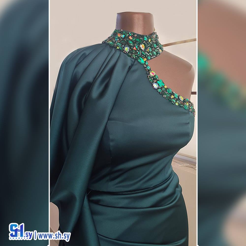 فستان زيتي ملكي شك نول (روفانا ستايل)