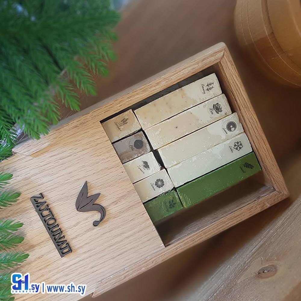 بوكس صابون زيت زيتون  خشب 10 قطع (زيتونتي)