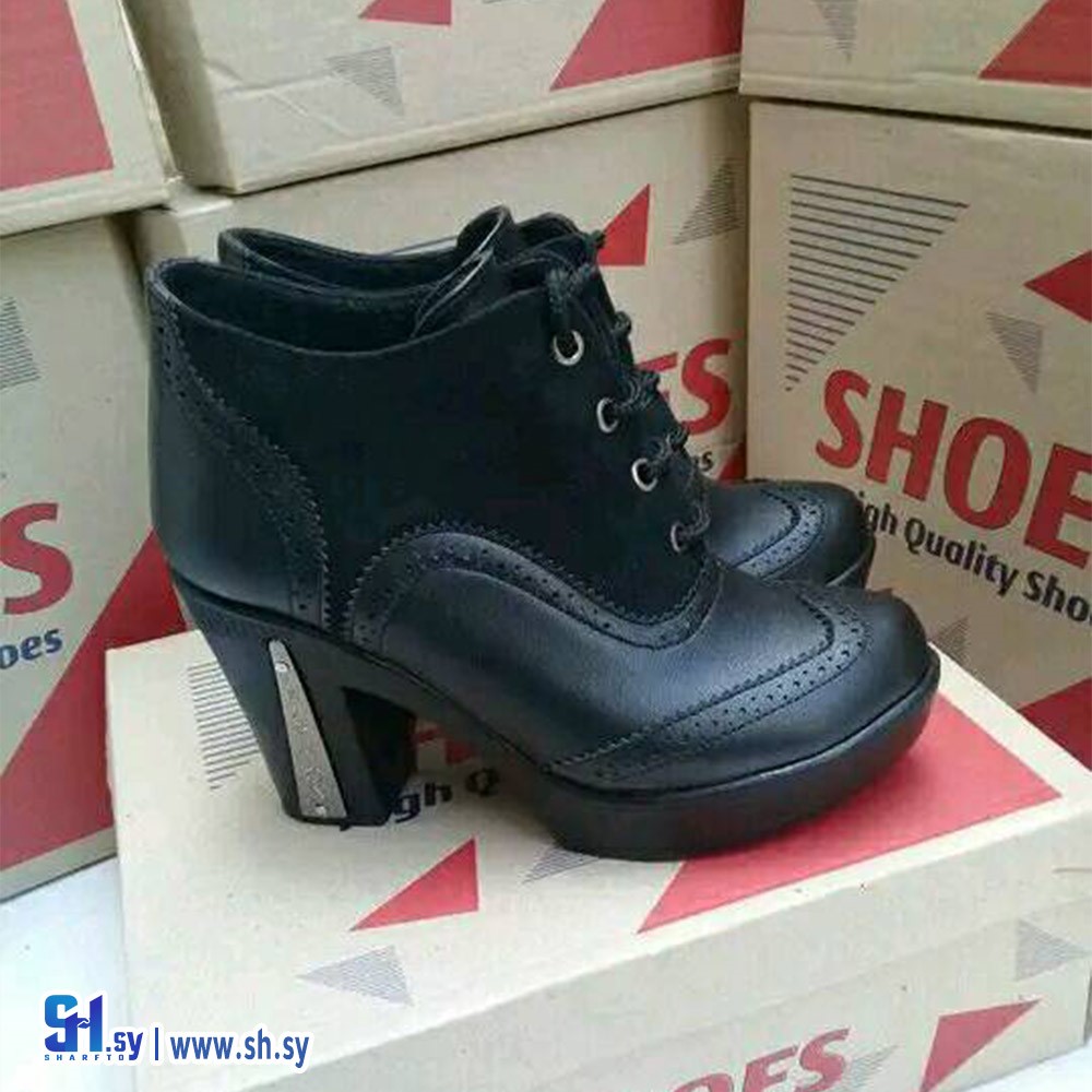 حذاء بوط نسواني كعب عالي جلد مع شاموا نعل بروتان (الرعد للأحذية)