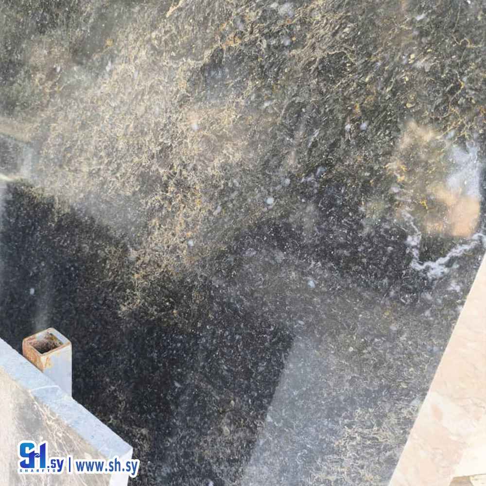 رخام أسود بعروق ذهبية و بيضاء (marble .w.g)