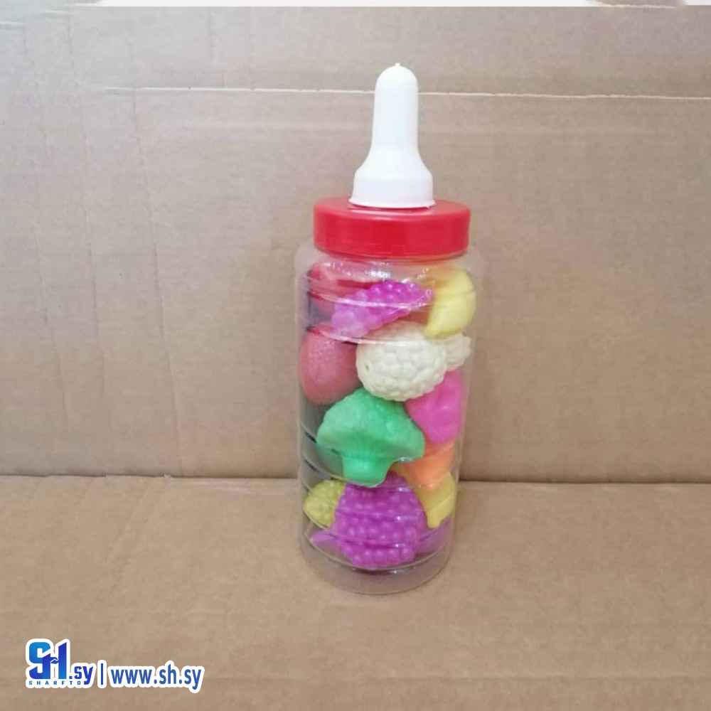 لعبة الخضراوات و الفواكه البلاستيكية بزجاجة الرضاعة (شركة عجلوني)