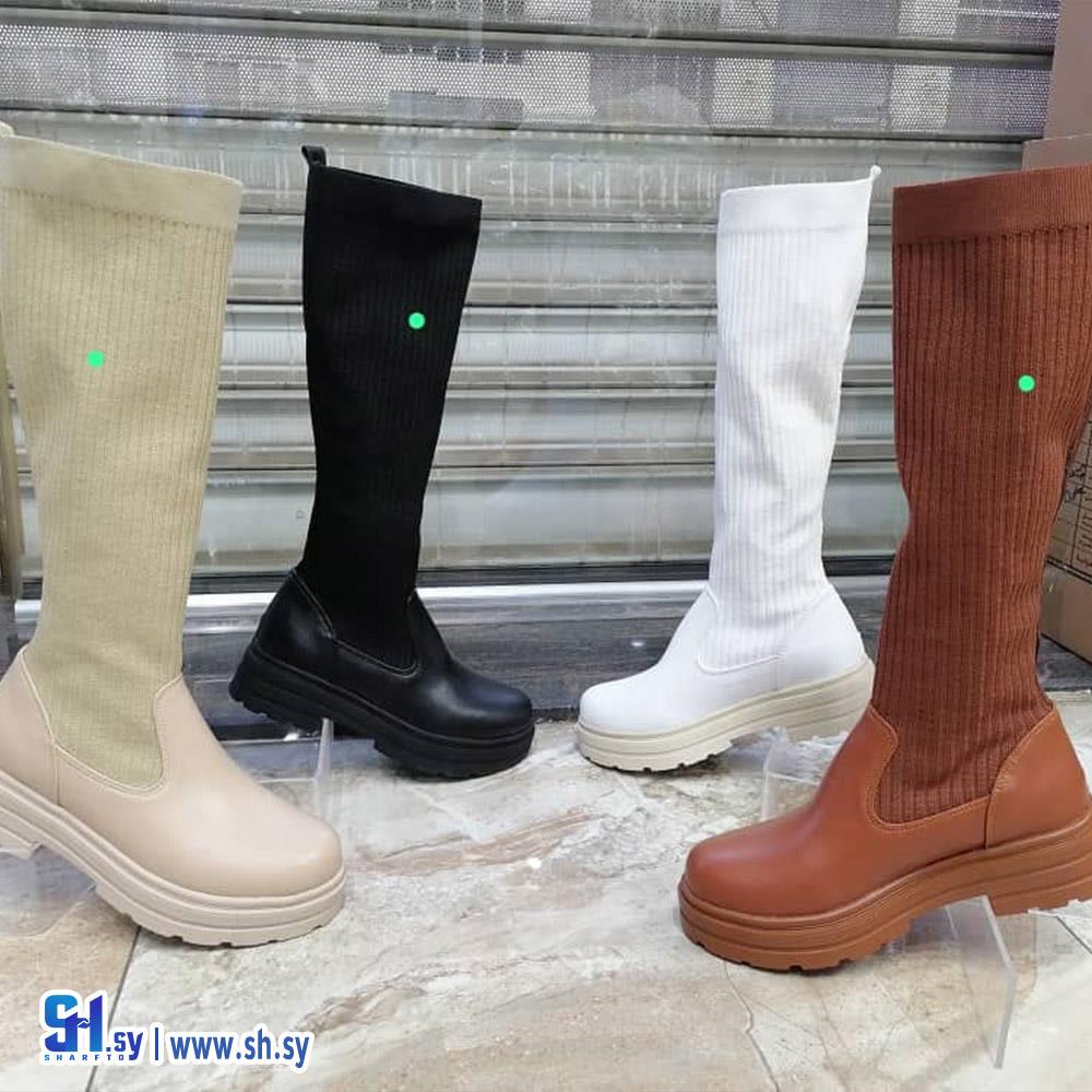 بوط جزمة نسائية ساق طويلة تريكو (STAR Shoes)