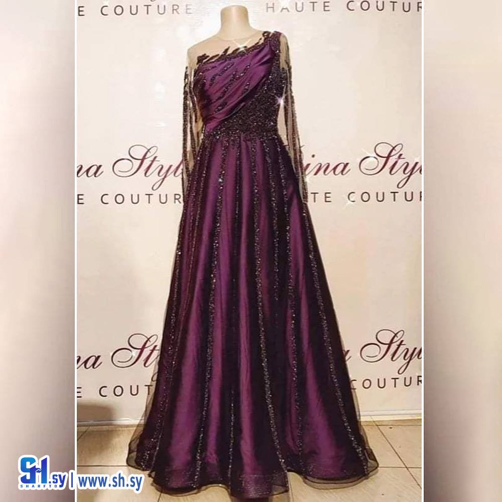 فستان سهرة ساتان  (Dina Style)