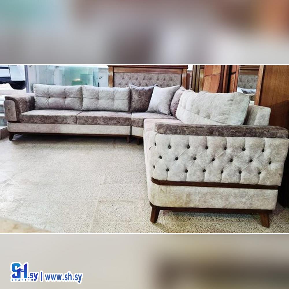 طقم كنبايات زاوية شامواه (مفروشات الأهرام)