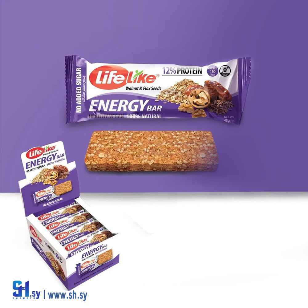 بسكويت اينيرجي بار بالجوز وبذور الكتان (Lifelike)
