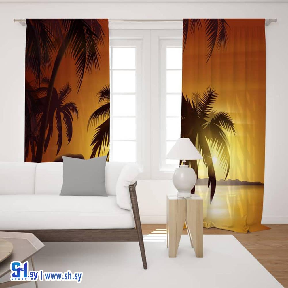 ستارة عصرية 3D غروب الشمس (ستائر الصقر)