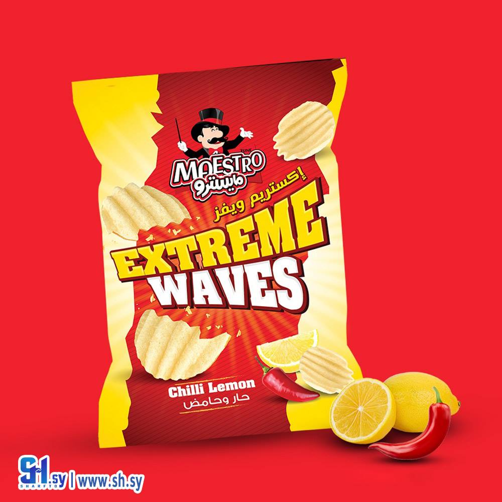 شيبس إكستريم ويفز بنكهة الحار والحامض (مايسترو شيبس)