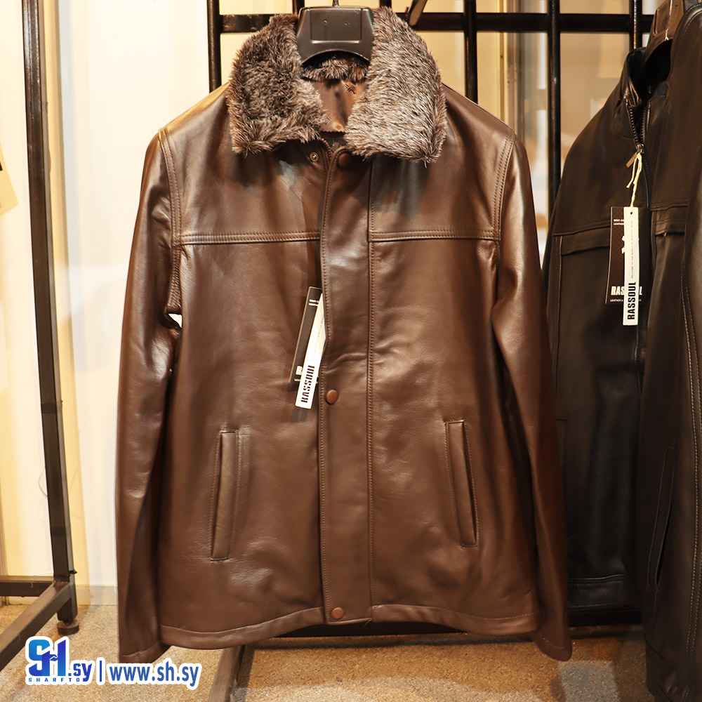 سترة رجالي موديل رسمي ياقة فرو مع أزرار (RASSOUL LEATHER)