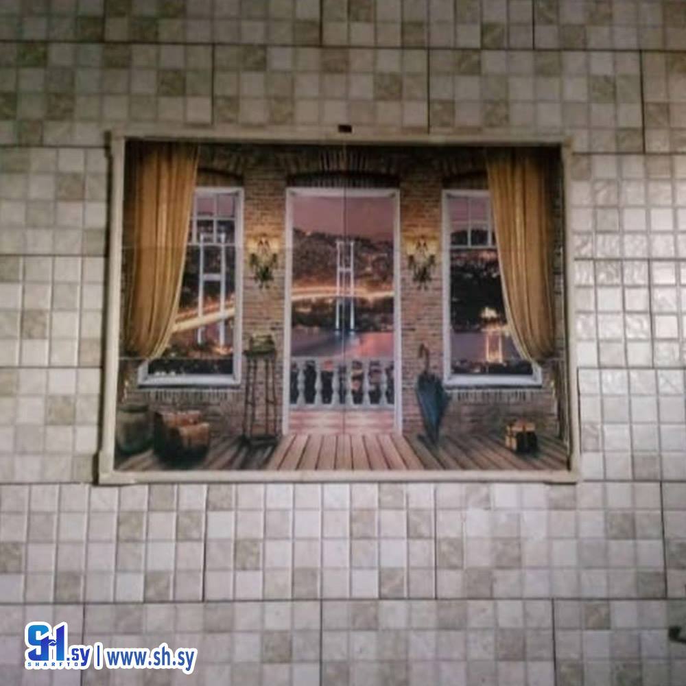 جدران بلقيس كراجيت نقشة غصون بيج محجر نافر  (معرض الزلفي لسيراميك)