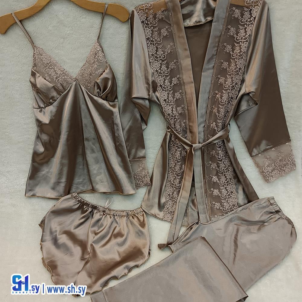 طقم ساتان 4 قطع (Girly Lingerie)
