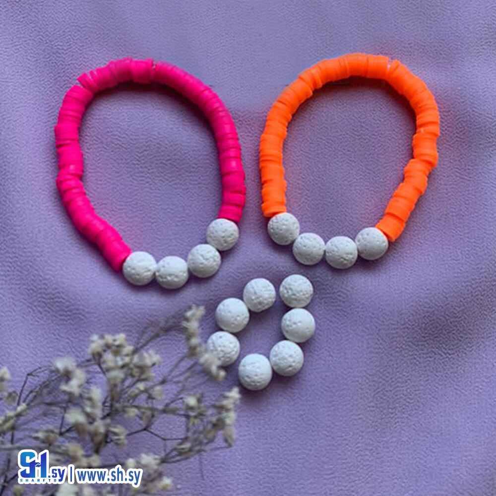 اسوارة حبات المارشملو  مع حجار الافا (Mayar hand made)