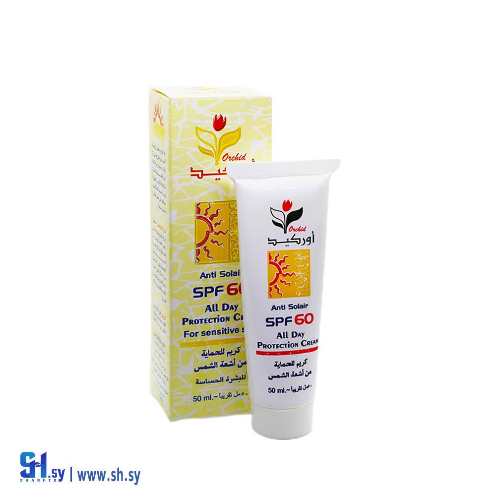 كريم واقي شمسي SPF 60 للبشرة الحساسة مع لون أبيض (أوركيد)