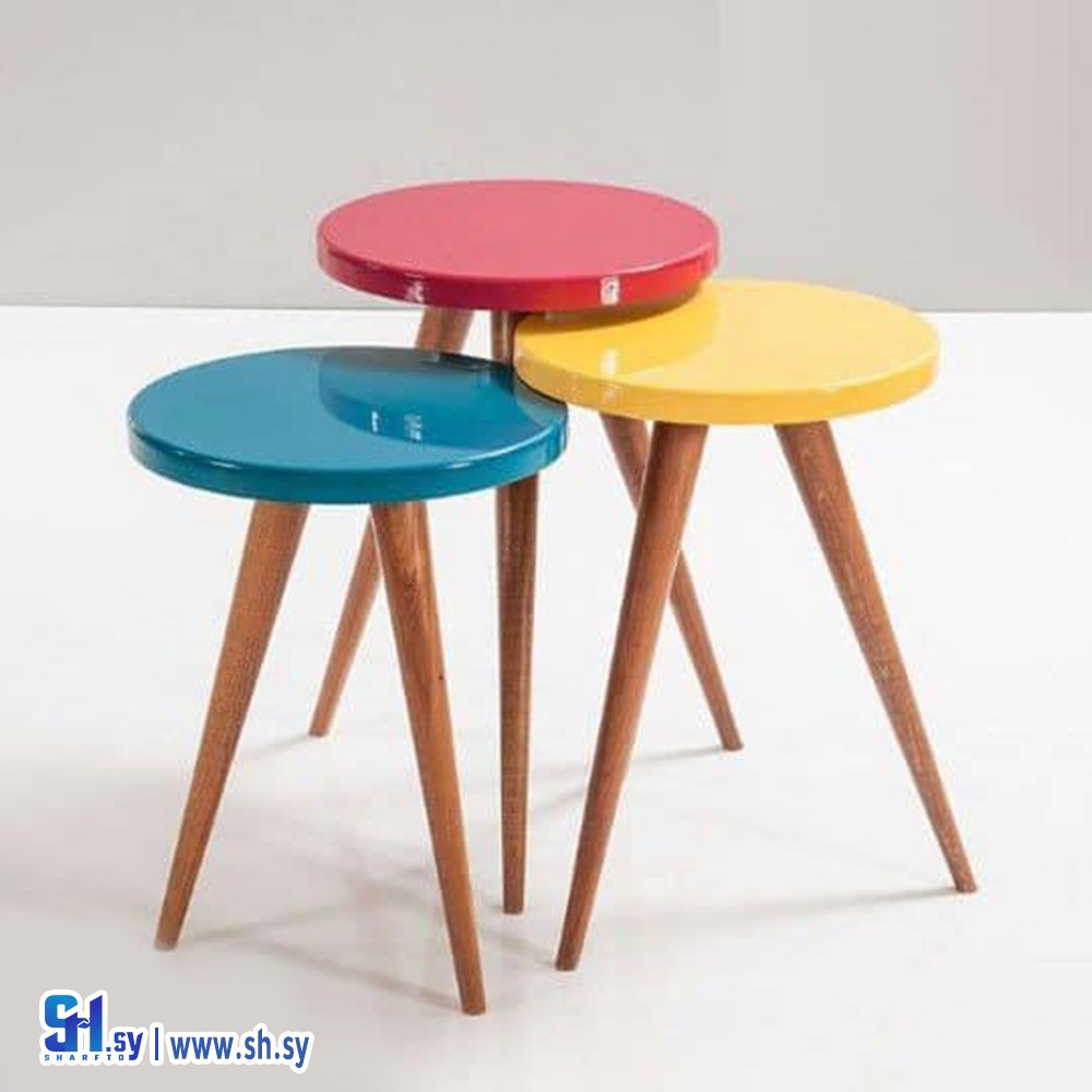 طقم طاولات الثلاثي دائري (Wooden souvenir)