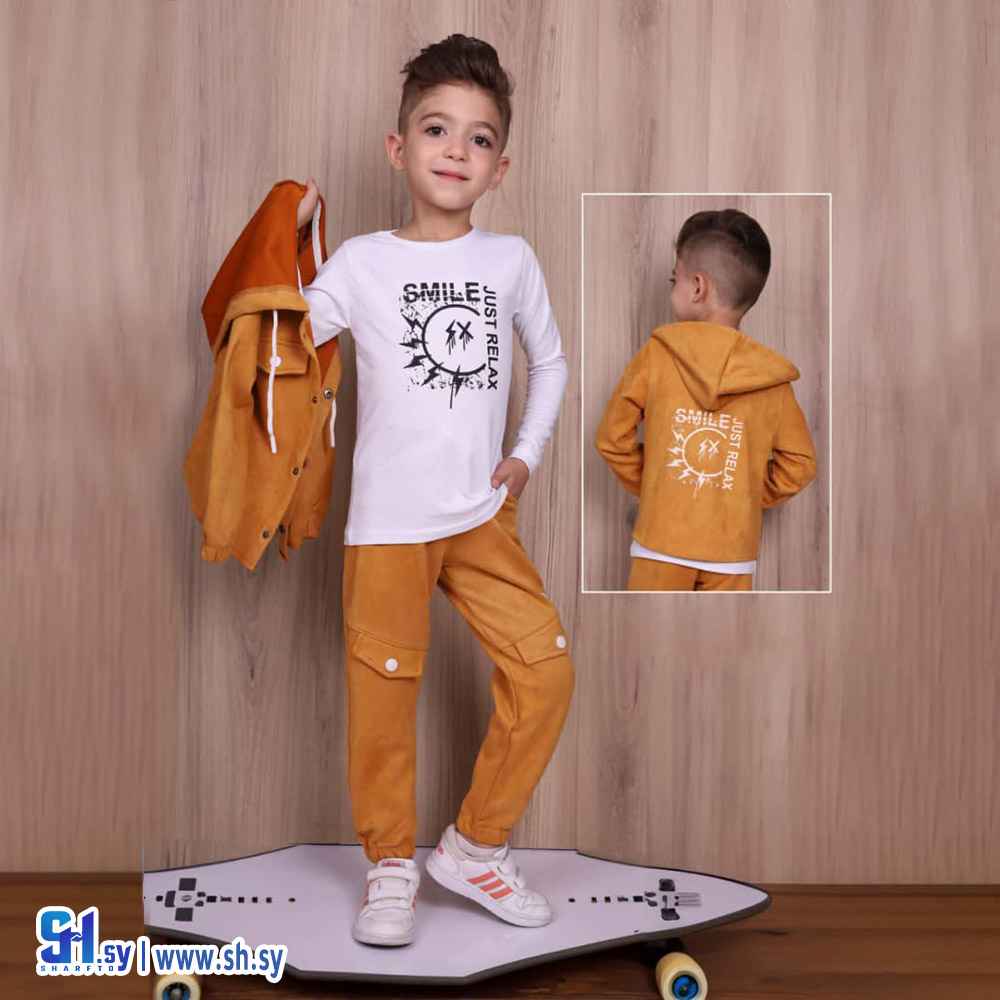 بيجامة صبياني 3 قطع موديل 5327 (زمار مود)