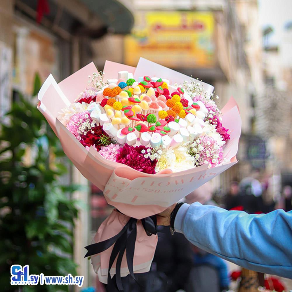 تزيين باقات ورد و مارشميلو (أزهار الوروس)