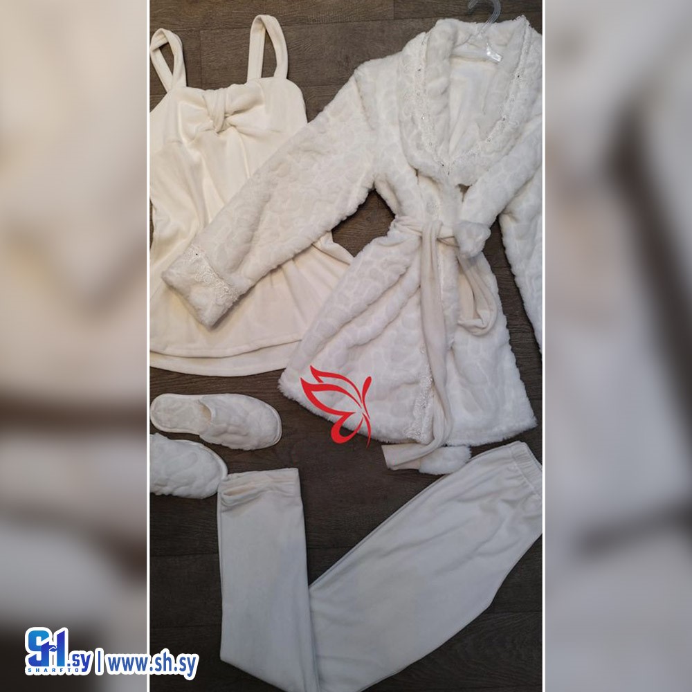 بيجامة نسائي فرو ملكية (الملاك الابيض)