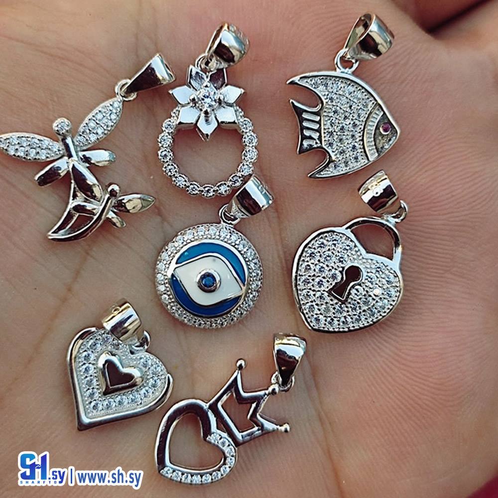 تعليقات طوق فضة إيطالي عيار 925 (نسائي) مرصع بأحجار الماركيز الأبيض الإيطالي