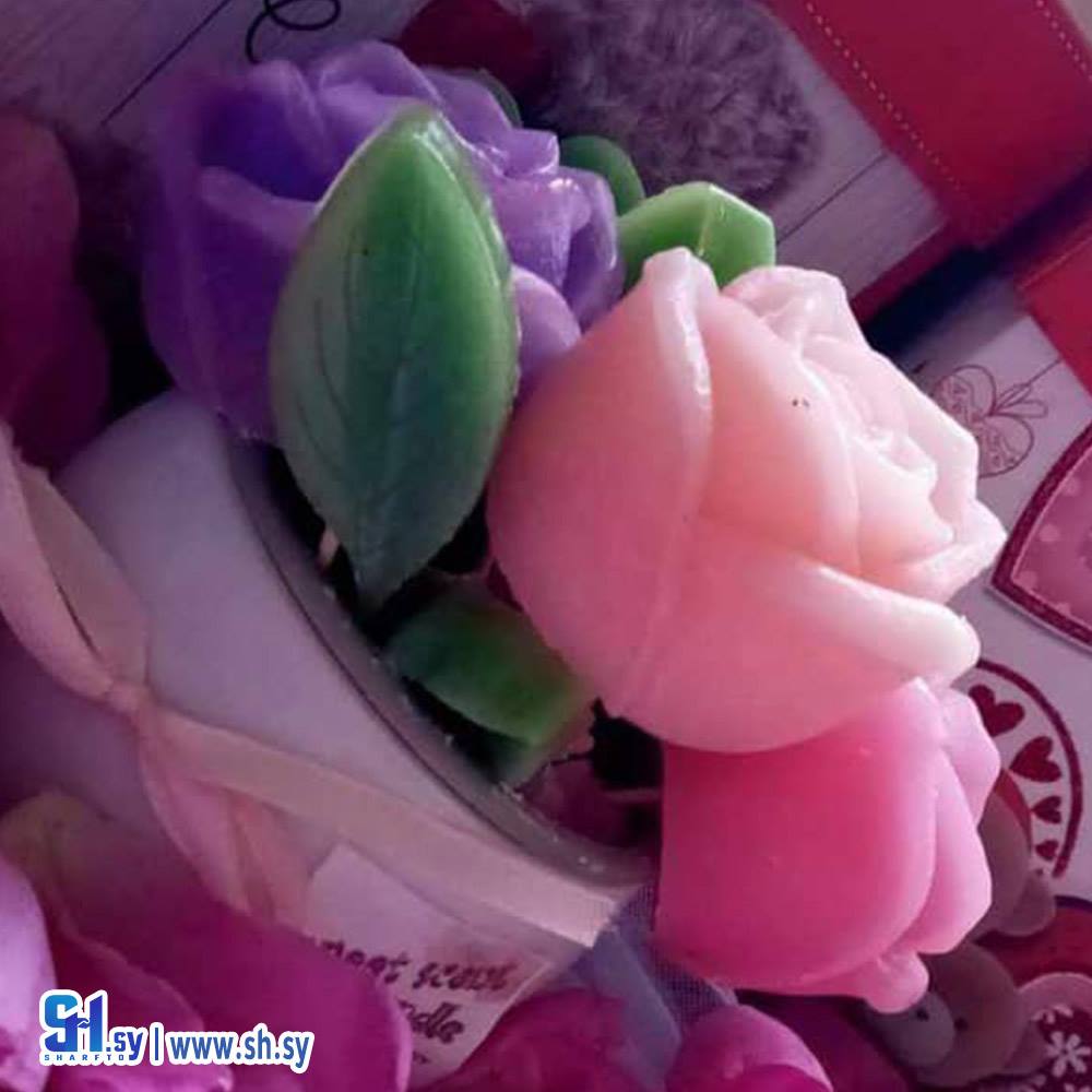 شمع الورد والروائح الفواحه و اصيص ورد من الشمع بروائح فواحه (Sweet scent candle)