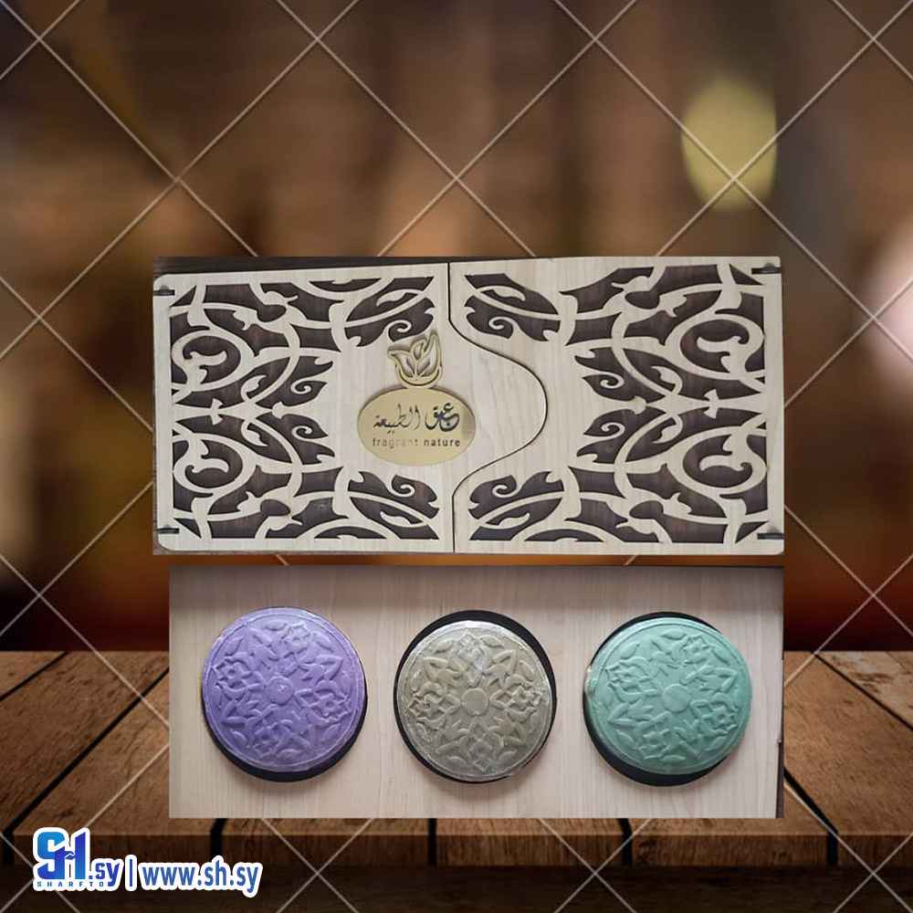 مجموعة الصابون الخشبية 3 قطع (عبق الطبيعة)