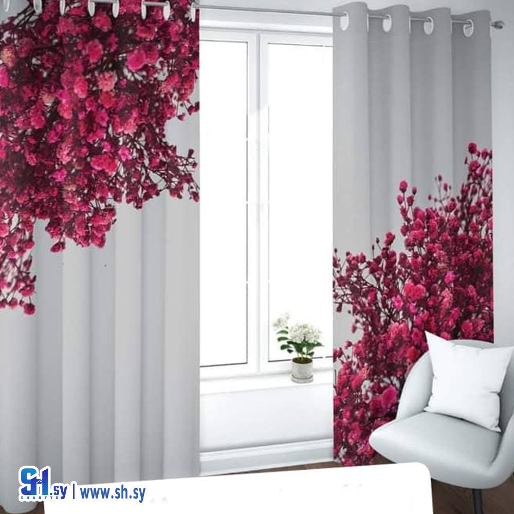 ستارة عصرية 3D طبعة زهور الحدائق (ستائر الصقر)