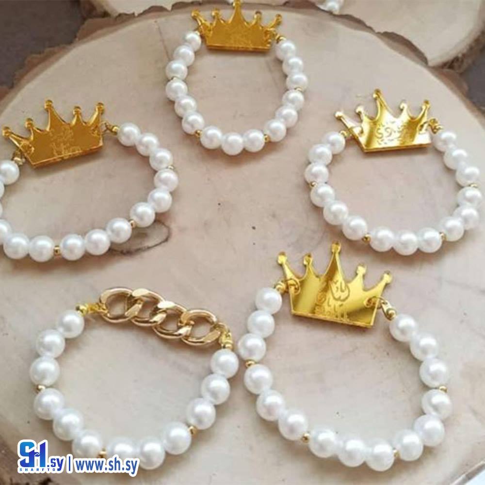 اسوارة بلكسي خرزكريستال ولولو بوليمر دهبي فضي 1 (Nour Accessories)
