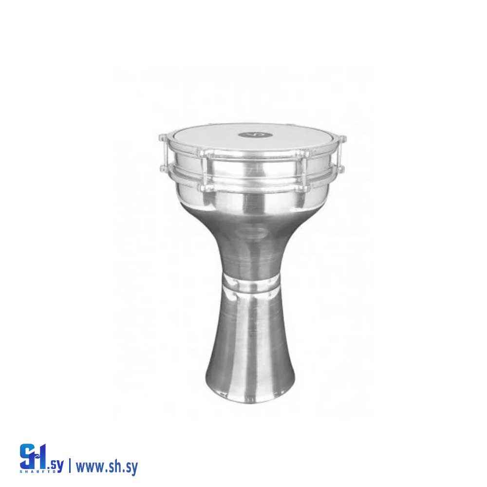 طبلة دربكة معدنية صغيرة لون فضي (الشرق الأوسط للموسيقى)