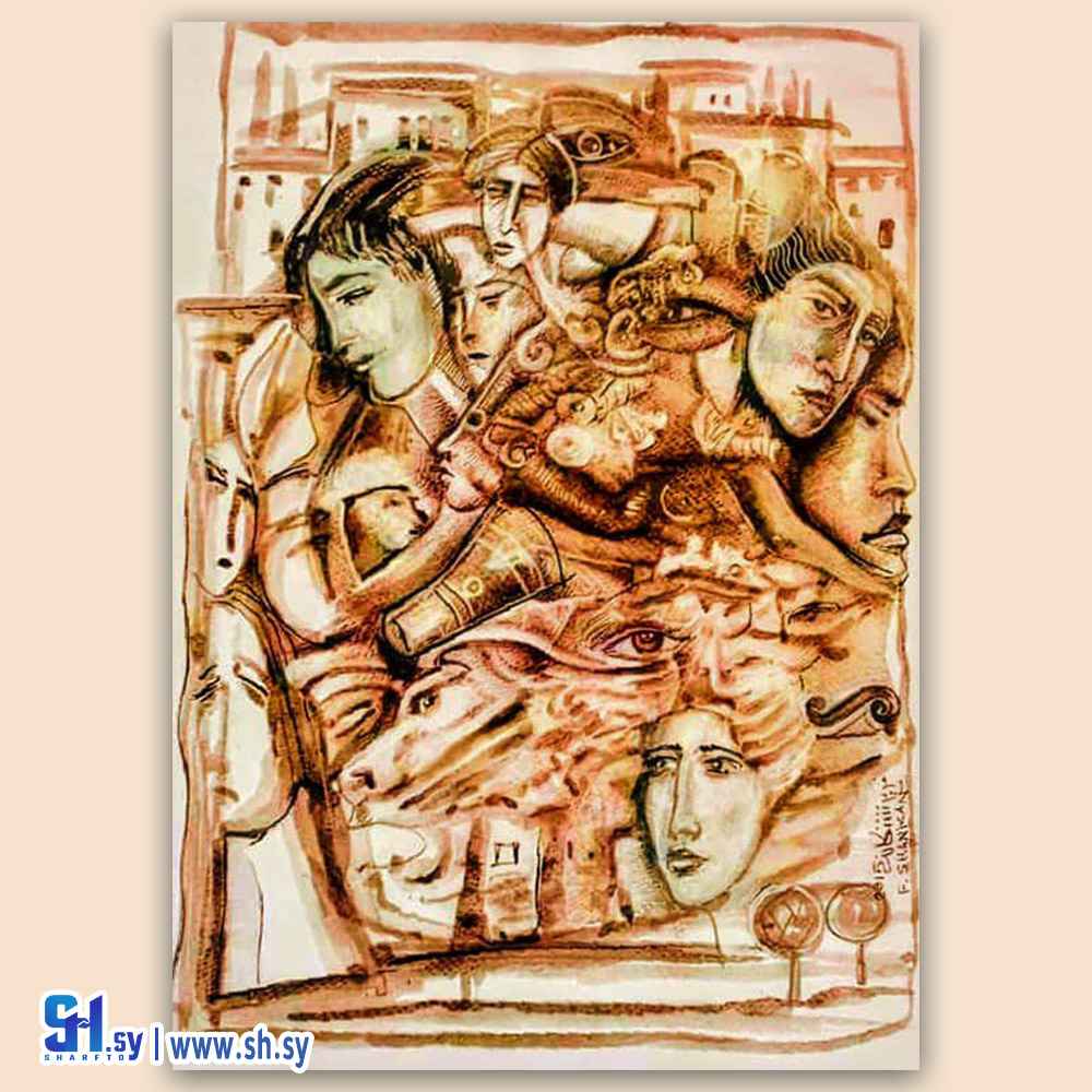 رسمة إكرليك على قماش بعنوان أحزان ماقبل الميلاد 16 (AlFredo Shankan)