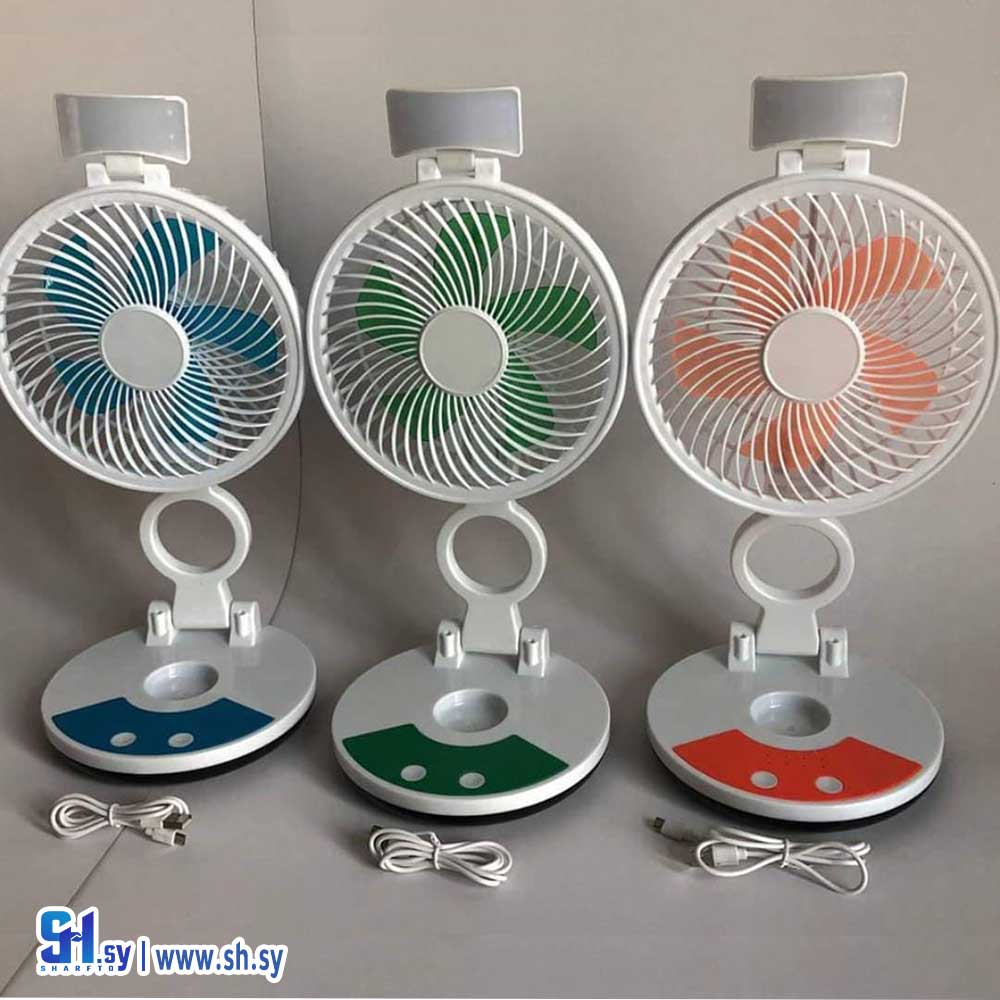 مروحة طاولة قابلة للشحن ZT 329 مع إضاءة LED (الرائد)