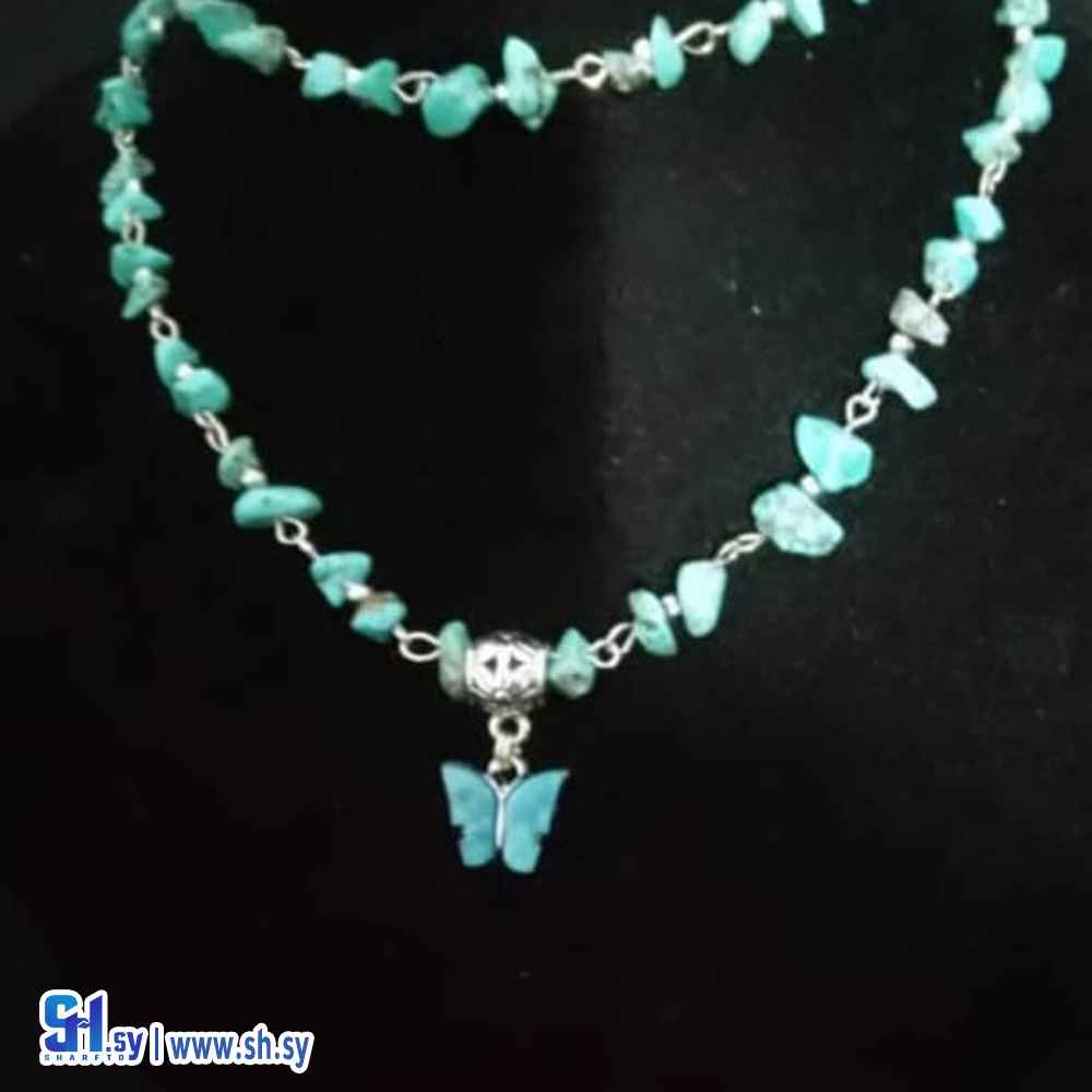 قلادة الفراشة مع احجار الفيروز (اسمهان)