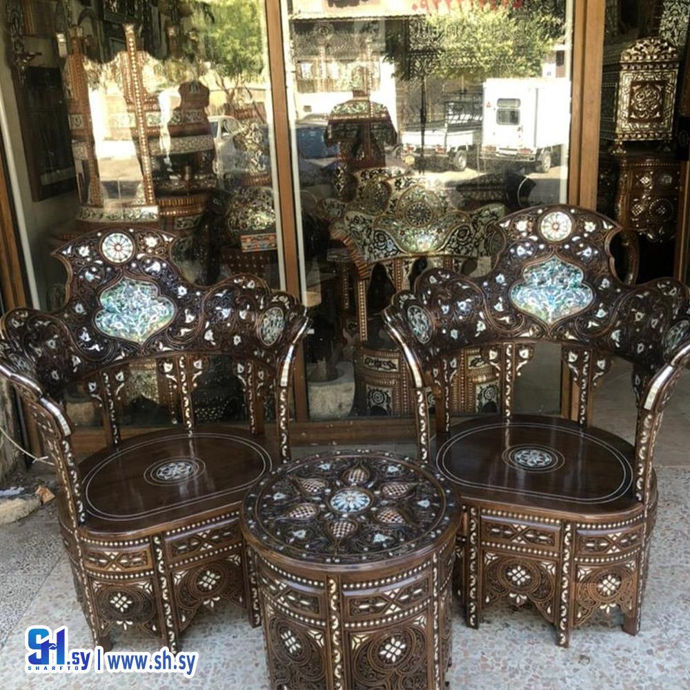 كراسي للضيوف من الخشب الجوز الطبيعي 2 (عصام الحلبي)